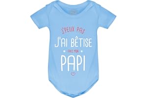 PIXEL EVOLUTION Body J'peux pas j'ai bêtise avec mon Papi préféré Body bébé - Body humoristique et rigolo - idée cadeau naissance
