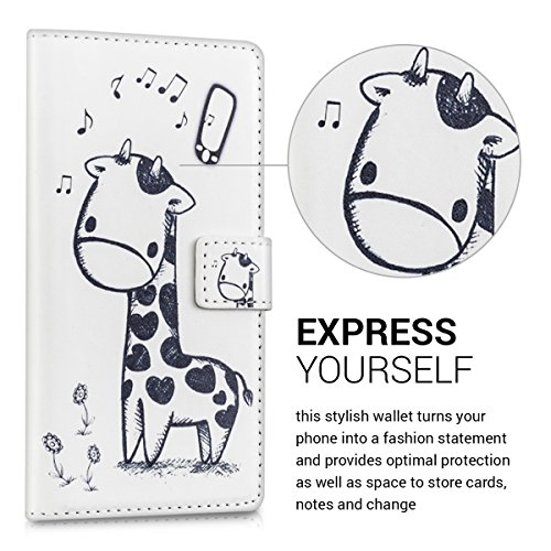 kwmobile Funda para Huawei P8 Lite  2015  - Carcasa de  Cuero sint  tico  con dise  o de Jirafa - Case con  Tarjetero 