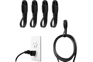 FIDWALL samoprzylepny silikonowy uchwyt na kable przedłużające, organizer na kable do ładowania do zarządzania kablami w biurze domowym, urządzeniach gospodarstwa domowego, (4 czarny)