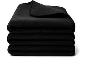 Kemes Ściereczki z mikrofibry, 3 sztuki, 600 g/m², ściereczka do polerowania do pielęgnacji samochodu i gospodarstwa domowego, bardzo chłonna, nie mechaci się i delikatnie poleruje, 30 x 30 cm, czarna