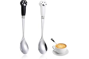XOXVURI Lot de 2 cuillères en acier inoxydable Cuillère à Nourriture pour Animaux de Compagnie, Patte de Chat Peut cuillère en Acier Inoxydable pour Chien pour Nourrir Les Aliments humides pour Animaux