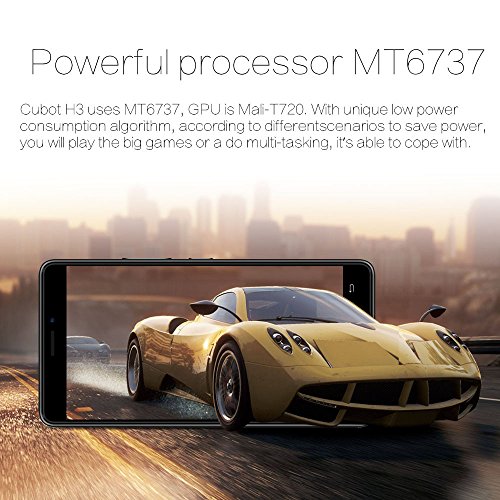 CubotÂ H3 - 4G Smartphone, Handy ohne Vertrag, 5.0 Zoll, Android 7.0, MT6737 1.3GHz Octa-Core, 3GB RAM 32GB ROM, 6000mAh, Fingerprintsensor ID, Frontkamera + Dual Back-Kamera, Dual SIM Dual Standby (Schwarz)