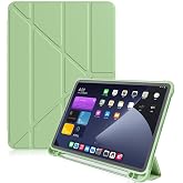 UnDePlus iPad 9. Nesil 10.2 ile uyumlu Kılıf Kalem B&ouml;lmeli Trifolding Case A2602 A2603 A2604 A2605 A&ccedil;ık Yeşil