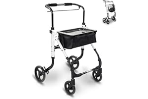 Mobiclinic®, Rollator faltbar und leicht, Olimpo, Aluminium, Modern, Gehrahmen für Senioren mit Korb, Einhebelig, Verstellbar, Inklusive Tablett, Lenkrollen, Handbremse, Schmal für Wohnung