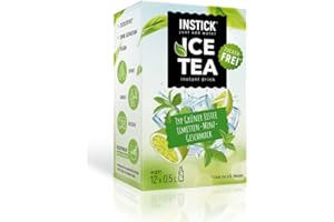 INSTICK JUST ADD WATER Instick Ice Tea Napój instant, bez cukru, mrożona, limonka i mięta, zielona herbata, 12 saszetek, na 12 x 0,5 l, proszek do przygotowania napoju, wegański, niskokaloryczny, z witaminą C, aromatyzowany