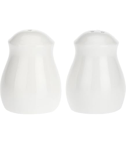 Set da cerimonia per sale e pepe in ceramica bianca e argento. - Italia