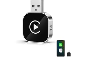 AUINSKY Adaptateur CarPlay sans Fil - Transformation Câblé vers sans Fil pour iPhone/Voiture - Compatible iOS 10+ et Android 11+ - Plug & Play USB-C/USB - Design Mini, Connexion Rapide et Stable