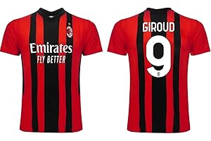 3R SPORT S.R.L. Maglia Giroud Milan Ufficiale 2021-2022 Bambino Uomo Adulto Replica Autorizzata Olivier 9 Home