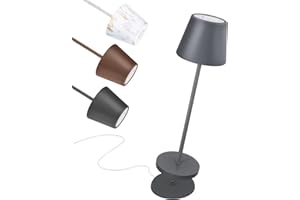 ‎GGII Dimmbar Led Tischlampe Outdoor, Kabellos mit Touch, Tragbare LED Akku Tischleuchte, Batteriebetrieben USB Led Lampe für Garten Aussen Bar Restaurant Tisch Camping Balkon (Grau)