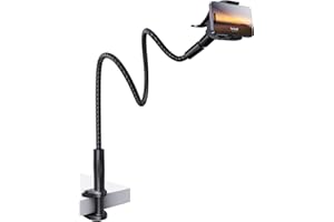 Lamicall Support Téléphone avec Col de Cygne, [Nouveau Tissé en Nylon] 97cm Bras Flexible, Pince Réglable à 360°, Support Téléphone Lit pour iPhone 17/16/15/14/13/12 Pro Max, Autres Smartphones 4-7”