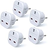 MOBIBAY 5 Pack EU Travel Adapter, UK to European Plug Adapter, Europe Converter Type C, E, F for Spain, France, Italy, Portug