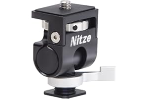 Nitze Kamera Monitor Mount Cold Shoe, Monitorhalterung Kamera with QR Cold Shoe und 1/4" - 20 Screw, Camera Monitorhalter Unterstützt 360° Drehbar und 180° Neigbar für 5" und 7" Monitor - N54-F1