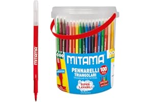 Mitama - 62876 - Maxi Scorta Barattolo 100 pennarelli Super Lavabili punta 3MM - COLORI ASSORTITI