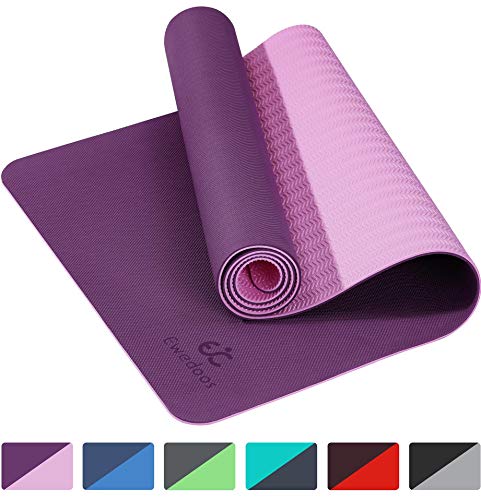 Ewedoos Eco Friendly Yoga Mat Upgraded Textured Surface for Extra Grip, Non Slip Yoga Mat & Workout Mat for Yoga, Pilates and Fitness, Carry Strap Included