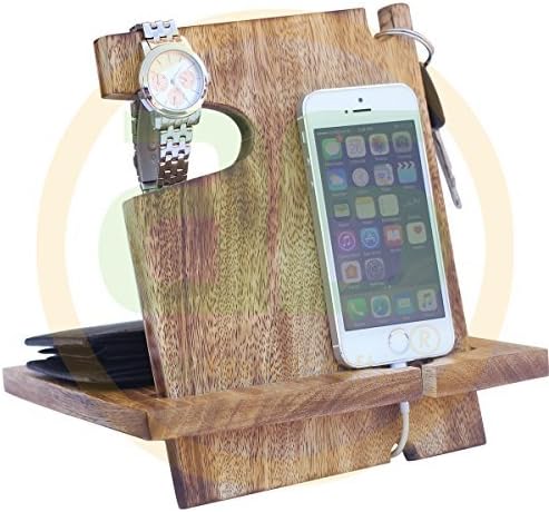 PRIME DAY DEALS 2018 - Mango Wooden Android Docking Station, 50th Anniversary Gifts for Couple , Funny Fathers Day Gifts, iPhone 6s plus, 6s, 6 plus, 6, 5, 5s, 4, Samsung Galaxy (For Daily Use)