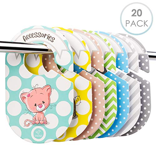 chuckle 20 Pièces Séparateurs de Garde-Robe de Bébé - Diviseurs de Penderie, Armoire Bébé - Durable et Pratique - Parfaits pour Organiser Les Vêtements Selon l'Âge, la Taille et Le Type.