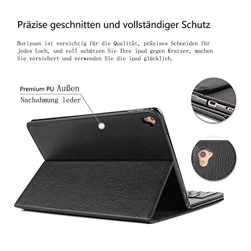 Boriyuan IPad Pro 9.7 Bluetooth Tastatur Hülle, Smart Case Stand Folio Hülle mit abnehmbare Wireless Bluetooth Tastatur Keyboard Case für Apple iPad Pro 9,7 Zoll- (Schwarz) - 4