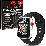 Apple Watch Displayschutzfolie aus echtem Sekuritglas, [2 Stück] Techgear®, für Apple Armbanduhr 38 mm [Serie 2 und Serie 1]