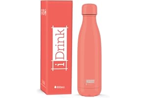 I-Drink Botella Térmica Doble Pared 350/500/750/1.000 ML, Decorada (500 ML, Coral)