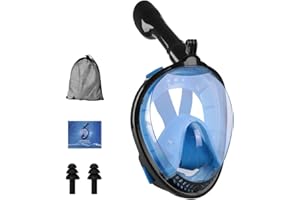 Kavjizy Full Face Snorkel Mask, Diving Masks, Snorkeling swimming Mask with Latest Dry Top System, 180° Panoramic View Snorkeling Mask with Camera Mount, Anti-Leak, Anti-Fog for Men Women