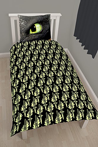 Bettwäsche Set Dragons Drachenzähmen leicht gemacht 135x200cm + 80x80cm, Linon, 7075, schwarz Ohnezahn - 3