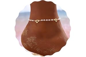 JUSTUSNX Cavigliera regolabile in stile bohémien, con perle e scritta "Love", da spiaggia, estiva, per donne e ragazze