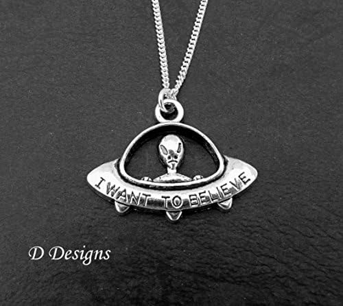 Ufo Necklace Personalised, 18" Chain Silver Necklace