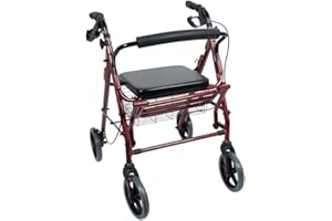 QUERALTO Queraltó Andador Rollator y Silla de Ruedas para Ancianos 2 en 1, Rojo