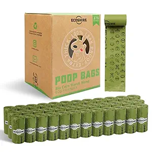 ECOSHIRE Dog Poop Bag, Stronger and Thicker?100% Leak-Proof, Eco-Friendly Biodegradable Poop Bags for dogs waste (Scented,270bags)