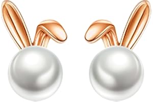 GTYARYUA Ohrringe Ostern Damen, Perlen-Hasen-Ohrringe, Osterohrringe, Niedlich Kaninchen Perle Ohrstecker, Hasen Ohrstecker, Osterhasen Ohrringe, Osterdekoration Schmuck Für Frauen Und Mädchen