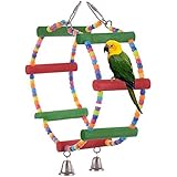 Kamoku101 Colorful Double Ring Ständer Pet Bird Toys Papagei Ara African Greys Sittiche Nymphensittiche Sittiche Wellensittiche Bites Spielzeug FUNNY Käfig Spielzeug