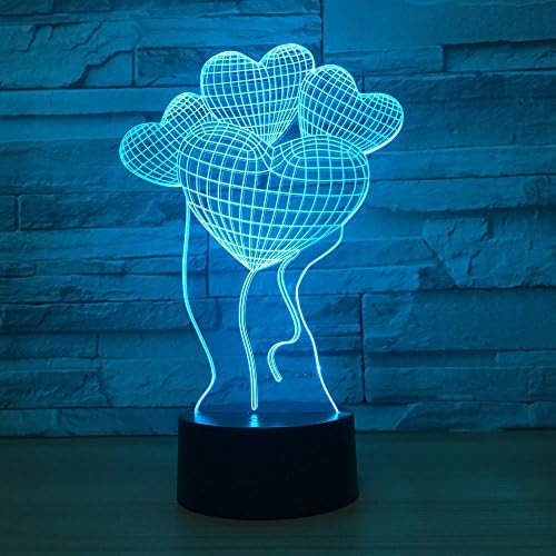 Leisurely Lazy Love Balloons Shape 3D Optical Illusion Lamp 7 Colors Change and 15 Keys Remote Control LED Table Desk Lamp for Home Bedroom Decoration