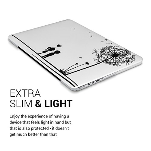 kwmobile Hardcase Laptop Hülle für Apple MacBook Pro Retina 13″ (ab Ende 2012) – Pusteblume Love Design Schwarz Weiß dünne gummierte Schutzhülle Cover Case Tasche - 4