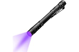 AYMBH 365nm UV Flashlight – Mini Ultraviolet Torch with Clip, Portable Blacklight for Pet Urine, Resin Curing, Ringworm Detection, Counterfeit ID Check, Pocket-Sized LED Black Light