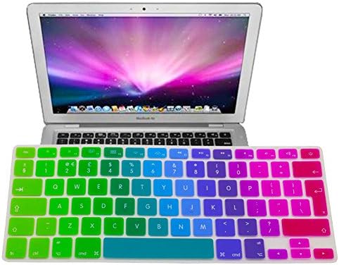 EU/UK Macbook keyboard Dust Covers, Rainbow Pride Colorful Silicone Rubber Keyboard Skin Cover (EU/UK Layout) for Macbook Pro 13" 15" and 17" (Colorful)