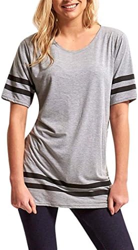 Clearance JYC 2018 Women Ladies Stripe Baggy Top Short Sleeve Sport Pullover T Shirts Blouse Casual Contrast Sleeve Striped Round Neck Blouse Peplum Tops (Gray, Small)