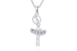 PRAYMOS Tanzende Ballerina Anhänger Halskette 925 Sterling Silber Blau/Rosa/Lila Ballett Tänzerin Schmuck Erwägungsgrund Geschenk für Damen Frauen Mädchen Teenager