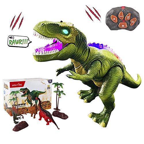WISHTIME Télécommande Dinosaure Electric Jeux Enfants RC Animaux Jouets LED Lumineux Dinosaure Marche et Rugissant Robot Jouets pour Tout-Petits Garçons Filles
