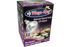Mega-Ray 100w Reptile Mercury Vapour UV Output Basking Lamp UVA UVB IR