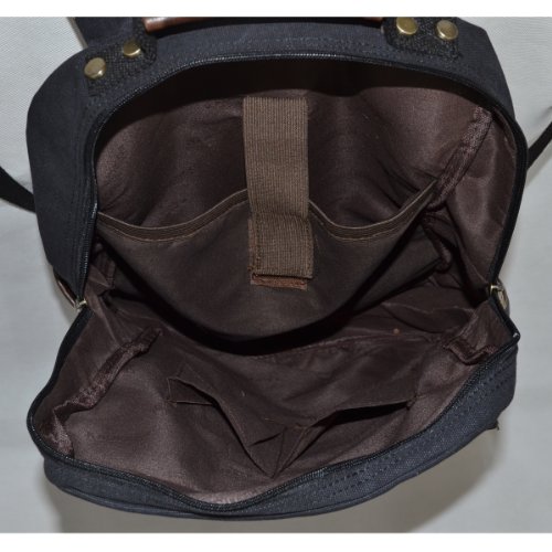 Vintage Canvas Laptop(15 Zoll) Rucksack Schultasche Unitasche,29 x 43 x 12cm(B x H x T) Schwarz - 6
