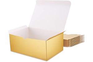 PKGMAGIC 10 Boîtes Cadeaux Vide 24,1 x 16,5 x 10,2 CM Or Boîtes Cadeaux avec Couvercles, Boîtes Cadeaux de Noel Vrac pour Mariage,Boîtes de Proposition de Demoiselle d’honneur pour des Cadeaux Légers