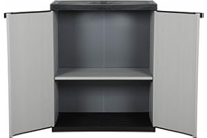 Homgoday Armoire de rangement de jardin avec 1 sol - Armoire à outils - Armoire d'appoint - Armoire de balcon - Résistante aux intempéries - Gris et noir - 68 x 40 x 85 cm