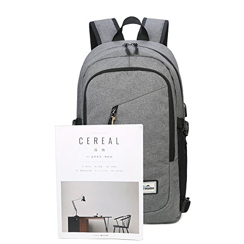 Laptop Rucksack mit USB Ladeanschluss   Fresion Oxford College Schulrucksack Jungen M  dchen Teenager Gro   Schultasche f  r 15 zoll Notebook Lenovo  