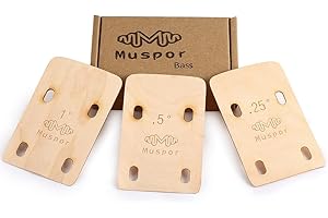 LYEAA Lot de 3 cales de manche de guitare électrique en érable pour basse - 0,25/0,5/1 degré d'absorption acoustique