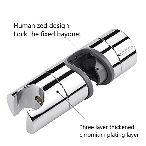 Handbrause Halterung, Rusee Wandstange Halterung Duschstange Schieber Gleiter Verstellbar Brausehalter ABS Grade Kunststoff Chrome Fertig, 18-25 mm Außen Durchmesser Slide Bar Dusche Halter Klemme Badezimmer Ersatz - 2