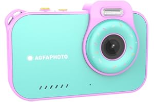 AgfaPhoto Realikids Cam Waterproof 2 - wodoodporny aparat dziecięcy 12 MP, wideo HD, tryb selfie, filtry i ramki, wbudowane gry, bateria litowa - niebieski