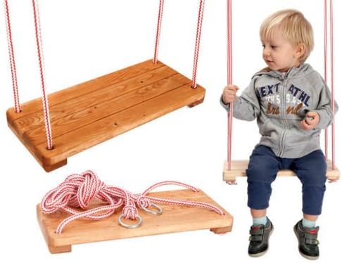 Flat Wooden Rope Swing for Kids, Children Indoor / Outdoor (Varnished)