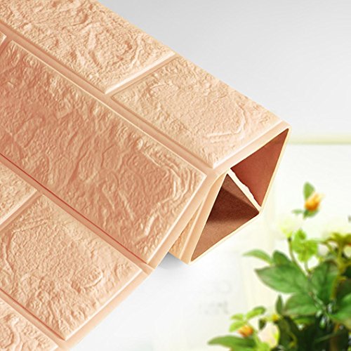 Igemy 3D Brick Wall Sticker Selbstklebende Schaum Wallpaper Panels Zimmer Abziehbild (Khaki)
