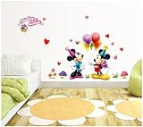 Topro Sumlake Wandtattoo, fürs Kinderzimmer, Motiv Micky und Minnie Maus mit Herzluftballonen, Komikstil - 2