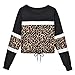 Produktbild Tianwlio Damen Lässige Langarmshirt Hoodie Pullover Langarm Leopard Spleißen O-Ausschnitt Beiläufiges Sweatshirt Spitzenblusen Pullover Schwarz L
